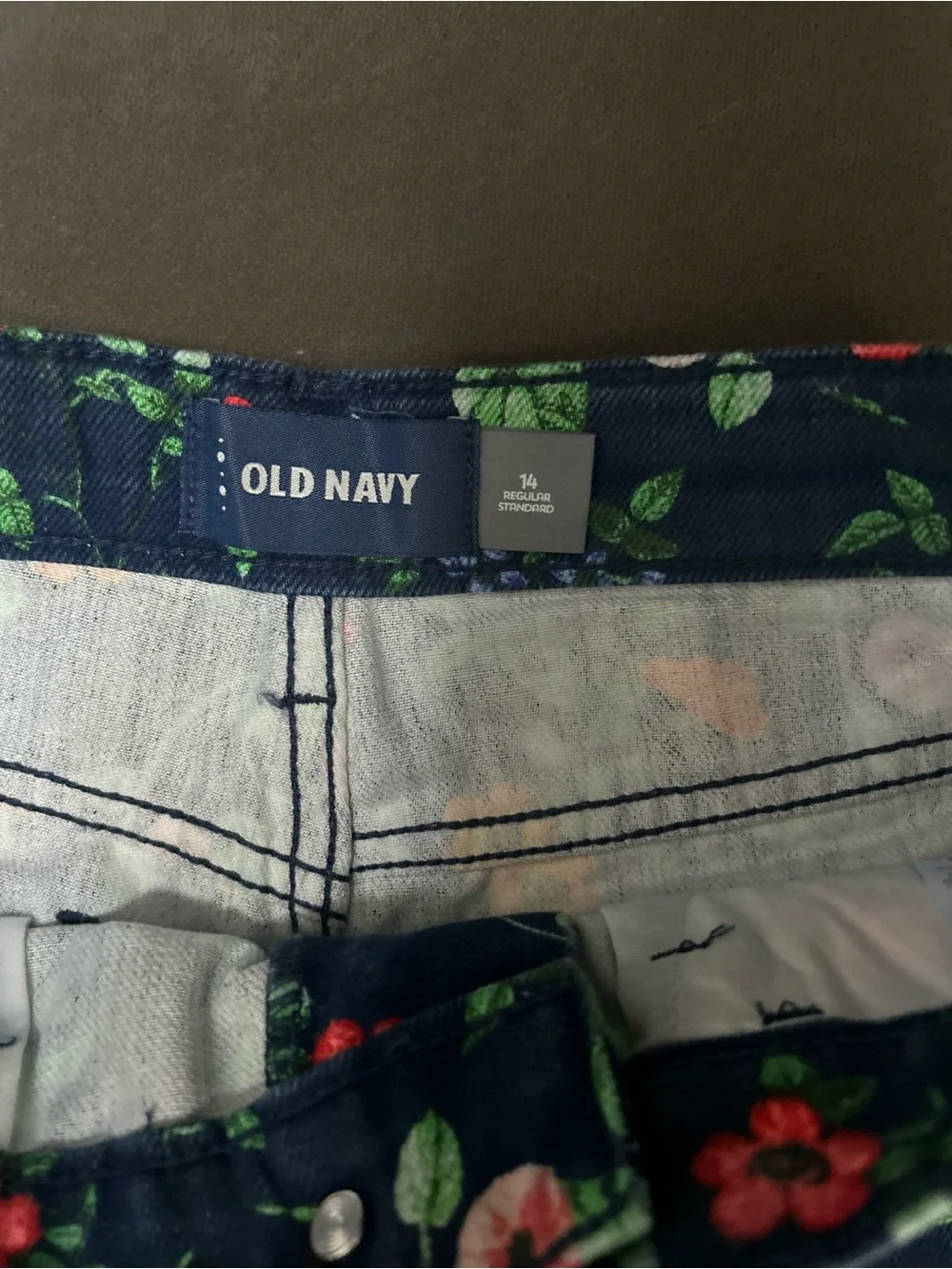 Girls Old Navy Navy Floral Denim Shorts